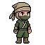 Animated pixel art ninja in a game-ready scene