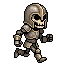 A pixel art animation of a tiny skeleton warrior running