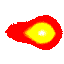 64x64 pixel art fireball shown through its generation process