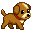 Pixel art dog walking east