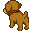 Pixel art dog walking northwest