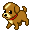 Pixel art dog walking southwest